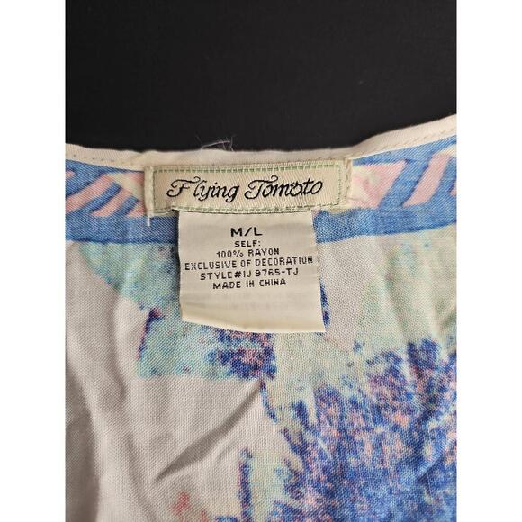 Flying Tomato Womens Floral Kimono Multi Open Front 3/4 Sleeves M/L - Picture 4 of 5